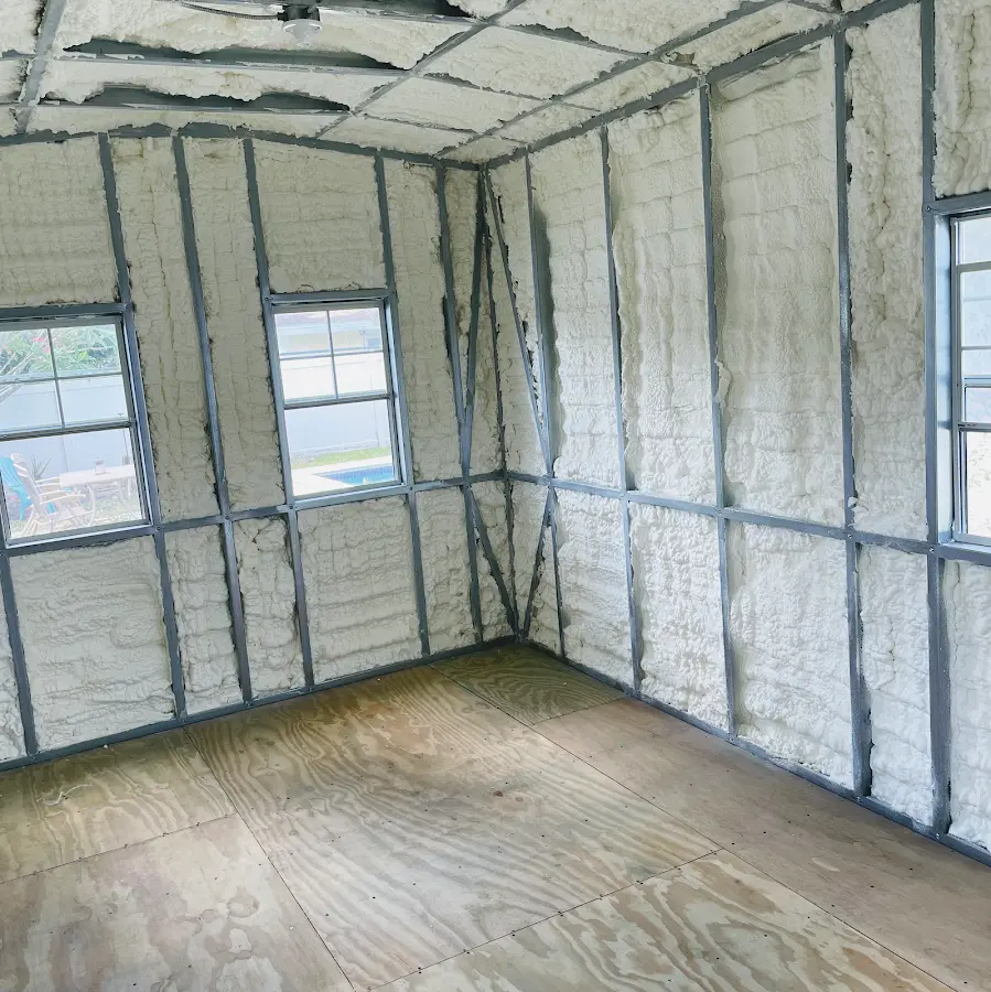 Closed-cell spray foam insulation applied to wall cavities in a residential project in Cape Girardeau
